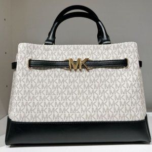 Michael Kors Reed Large Vanilla Black Satchel